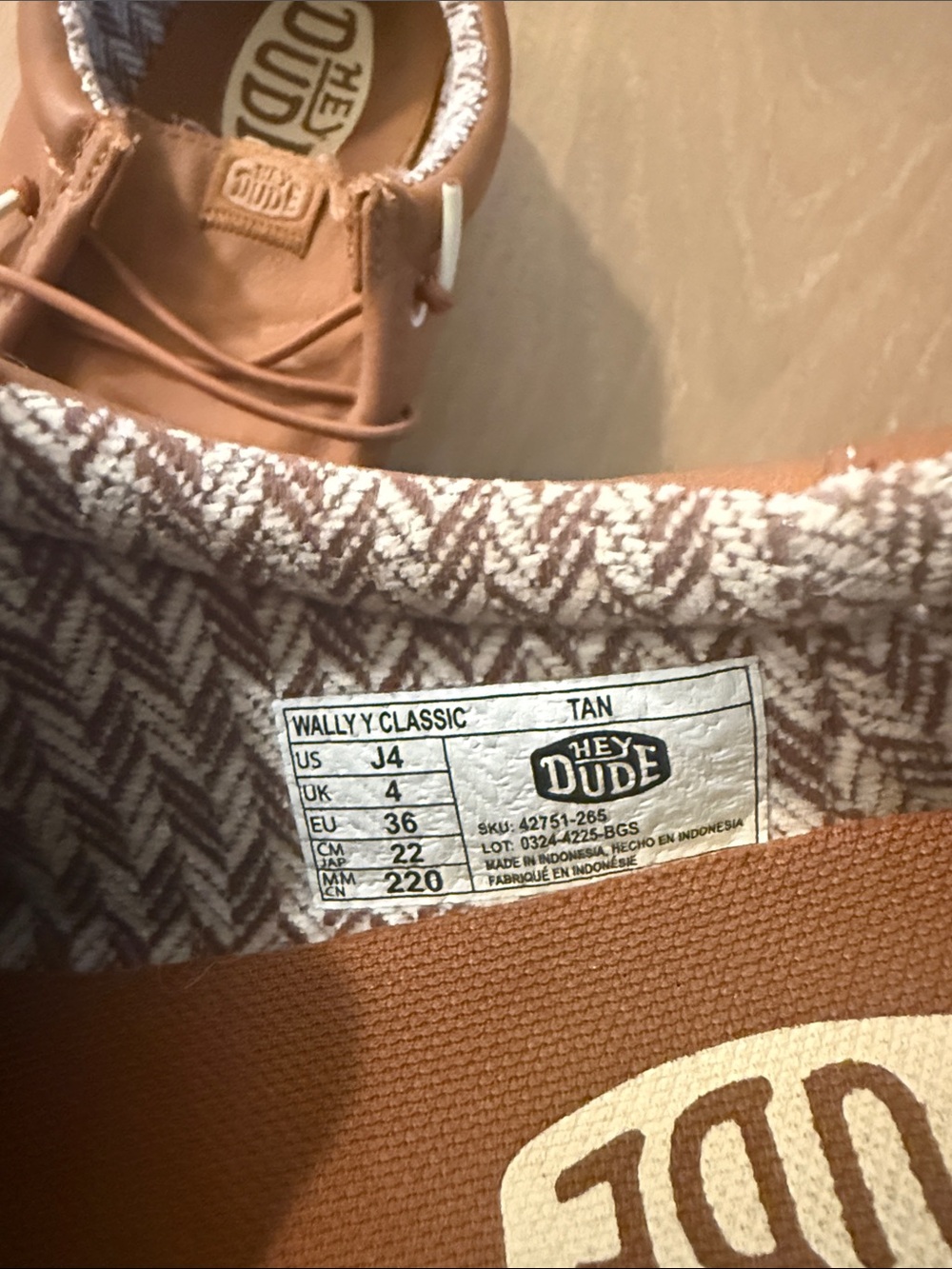 Hey Dude Tan Leather-Look Slip-On Shoes - Picture 2 of 3
